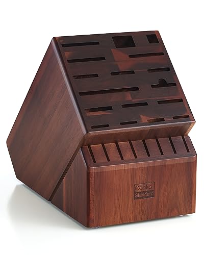 Cooks Standard Acacia wood Knife Block Holder without Knives, 25 Slot X-Large Universal Countertop Butcher Block Kitchen Knife Stand for Easy Kitchen Storage - color: Acacia Wood, size: 25 Slot