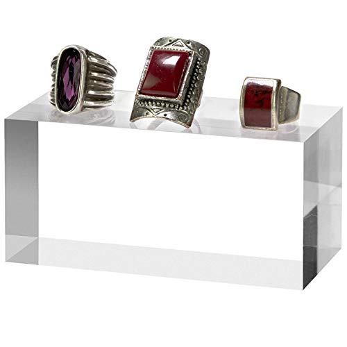 Clear Polished Acrylic Cube Display Stand - Acrylic Square Jewelry Showcase Holder (2" x 2" x 4") - size: 2" x 2" x 4"