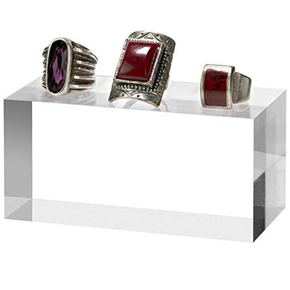 Clear Polished Acrylic Cube Display Stand - Acrylic Square Jewelry Showcase Holder (2" x 2" x 4") - size: 2" x 2" x 4"