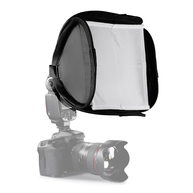 REFLEX CAMERA 9"x9" (23x23cm) Portable Softbox Flash Diffuser for DSLR Speedlite, Dual-Layer Reflective Lighting Modifier, Foldable Photo Studio Light Cover with Bag, Compatible with Canon, Nikon Sony