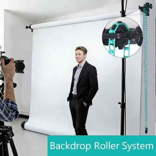 MagicLine Photography Backdrop Wall Mount 1 Roller Support System,Manual Photo Background Holder for Ceiling/Light Stand Mount & 2 Hooks,2 Expand Bars,1 Chain,Backdrop Stand for Home Studio