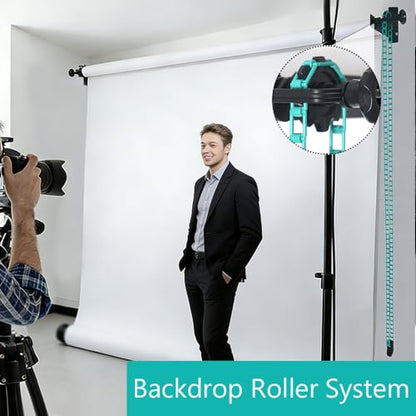 MagicLine Photography Backdrop Wall Mount 1 Roller Support System,Manual Photo Background Holder for Ceiling/Light Stand Mount & 2 Hooks,2 Expand Bars,1 Chain,Backdrop Stand for Home Studio