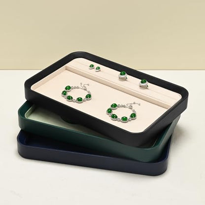 Oirlv Jewelry Display Tray for Vendors Velvet Jewelry Tray with Compartments for Rings and Bracelets(Beige) - color: Beige P21603