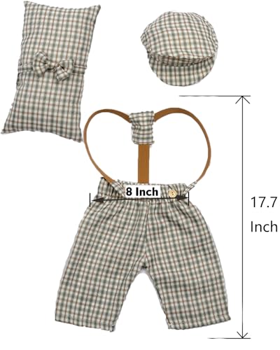 Newborn Baby Boy Suspender Pants Photo Outfits Gentleman Photography Outfit Girl - color: Khaki2