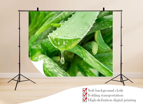 12x10ft Fresh Aloe Vera Backdrop Green Leaf and Gel Texture Background Tapestry for Skincare Bloggers Wellness Events Photography Decorations Photo Shoot Props - size: 12X10ft
