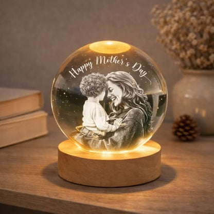Noni Personalized 3D Photo Crystal Ball Light, Custom Engraved Family Portrait LED Night Light, Crystal Photo Gift for Mom, Grandma, Mother’s Day Keepsake Style 04 - color: Style 04