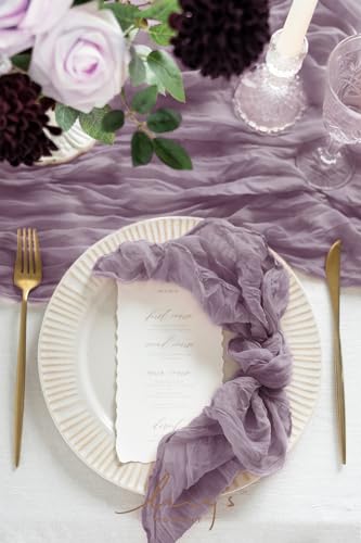 Ling's Moment Luxury Cloth Wedding Napkins - 19x19 Inch Reusable Cheesecloth Linen Napkins for Wedding Reception, Bridal Shower, Dinner Table - Washable, Durable (Set of 10), [Purple] - color: Prpl-purple