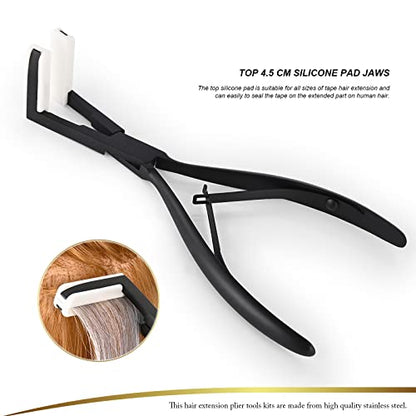 EHDIS Tape in Pliers Hair Extensions Pliers Stainless Steel Flat Surface Extensions Tape Sealing Clamp Pliers Tool (Type3)