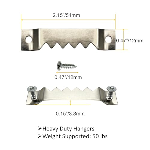 30 Pack Large Sawtooth Picture Hangers Steel Picture Hanging Picture Frames Hangers with Screws Picture Hang Solutions, for Hanging Clock Paintings Artwork Picture Frame Hook Photos (Silver) - color: Large Silver - 30 Pack