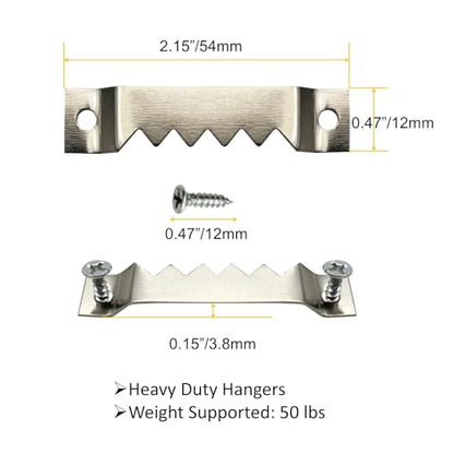 30 Pack Large Sawtooth Picture Hangers Steel Picture Hanging Picture Frames Hangers with Screws Picture Hang Solutions, for Hanging Clock Paintings Artwork Picture Frame Hook Photos (Silver) - color: Large Silver - 30 Pack