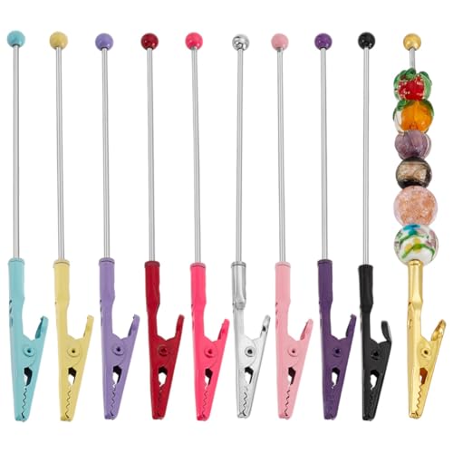 arricraft 10 Pcs 10 Colors Metal Wire Alligator Clamp, Long-Tailed Alligator Iron Clip Photo Clip Holder Clasp Place Card Holder for DIY Note Picture Menu Memo Cake Decor Crafts 5.3inch/135mm