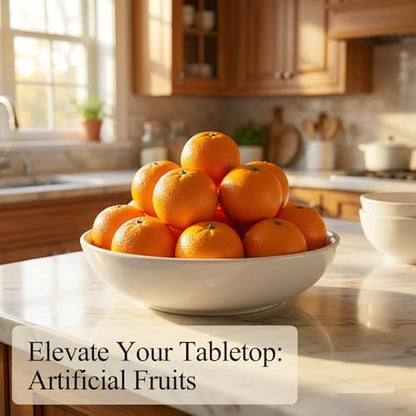HAKSEN 12 PCS Fake Oranges, Artificial Fruits for Decoration Lifelike Fake Fruit Faux Oranges for Home Kitchen Cabinet Decor Photography Prop