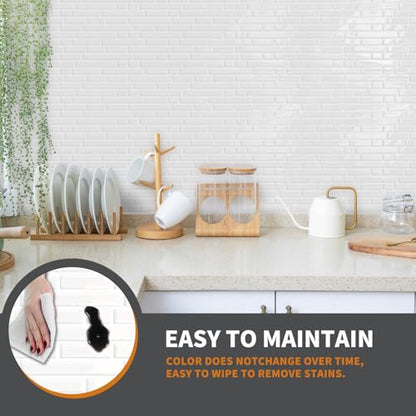 Yipscazo 10 Sheets Peel and Stick Backsplash for Kitchen,12''x12'' Waterproof Stick on Backsplash Smart Tiles for Bathroom,Removable Self Adhesive Wall Tiles (White Washed) - color: White Washed