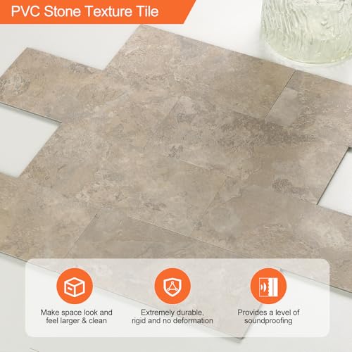 Peel and Stick Subway Tile Backsplash, 10 Sheets 12''x12''Beige Stone-Look 3D Wall Tiles, Thick & Strong Adhesive, Heat Resistant & Waterproof Stick On Tiles for Kitchen, Bathroom - color: Beige Stone Rock