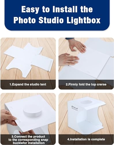 Mini Photo Studio Box, PULUZ 20cm Portable Photography Shooting Light Tent Kit, White Folding Lighting Softbox with 20 LED Lights + 6 Backdrops for Product Display - size: 9*9 Inch - B