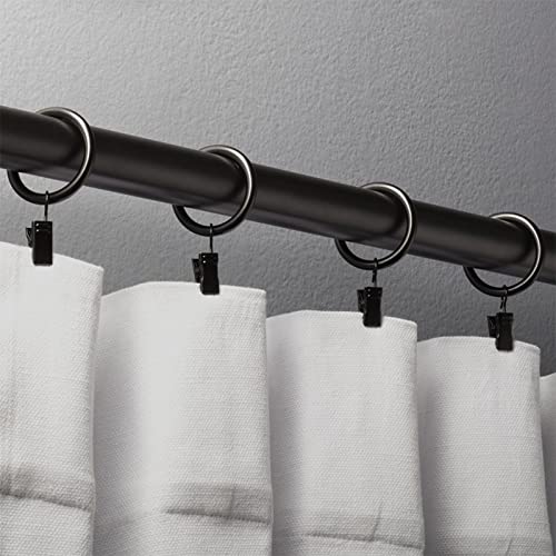 HOOSUN 28 Pack Curtain Rings with Clips,Curtain Hooks for Drapes,Metal Curtain Rod Rings Hook Small Clip,Premium Drapery Hooks,Black Curtain Ring Inside Diameter 1.5 in,Fits Curtain Rod Up to 1.5 in - color: 28 Pack Black 1.5 Inch