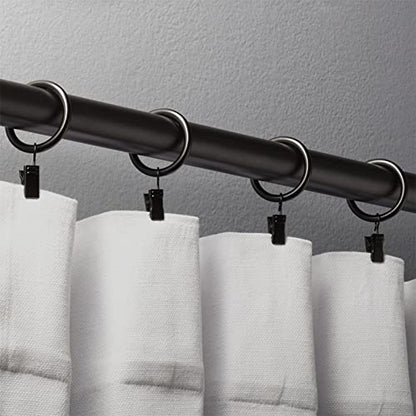 HOOSUN 46 Pack Curtain Hooks,Curtain Rings with Clips,Metal Drapery Hooks Clips with Rings,Curtain Rod Clips for Drapes,Black Curtain Ring Inside Diameter 1 inch,Fits Curtain Rod Up to 1 inch - color: Black