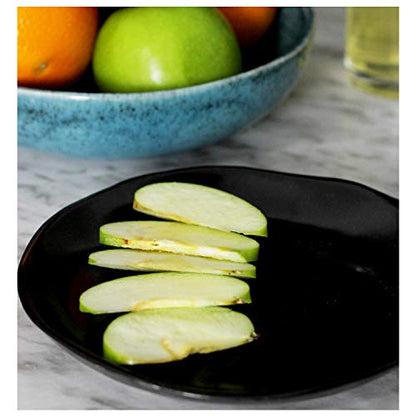 RoRo 7" Hand Made Ceramic Appetizer Plates – Matte Black Stoneware, Set of 2 Modern Minimalist Design, Perfect for Tapas, Sushi, Bruschetta, Microwave, Oven & Dishwasher Safe - size: 7 inches