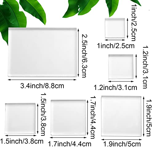 Amyhill 6 Pcs Acrylic Blocks Wedding Flat Lay Props Acrylic Styling Photography Clear Stamp Display Block Set Props Wedding for Scrapbooking Crafts(Square) - style: Square