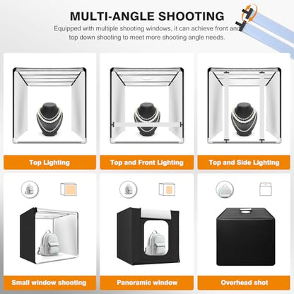 Photo Studio Light Box Photography 32"x32" with 210 LEDs and 4 Colors Backdrops for Product Photography, Foldable Picture Box with Adjustable Brightness 6000-6500K - size: 32 Inches With 6000-6500k