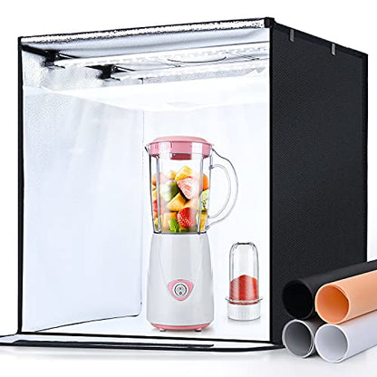 Yesker Photo Light Box, 20x20x20 inch Portable Lighting Tent Kit Brightness Adjustable Studio Photography Booth with 98 Large LED Lights CRI95+ with 4 Background for Large Items Shooting - size: 20x20x20 inch