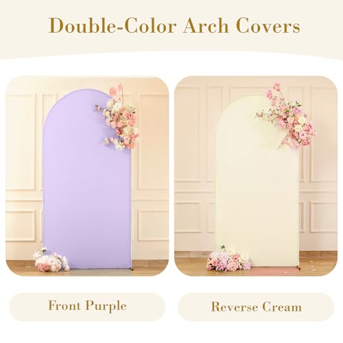 Cream Purple Arch Cover 6ft Spandex Wedding Arch Backdrop Cover for Baby Shower Girls Birthday Party Bridal Shower Balloon Arch Stand Cover Stretchy Backdrop Banquet Photo Arch Background - color: Cream Purple, size: 6FT