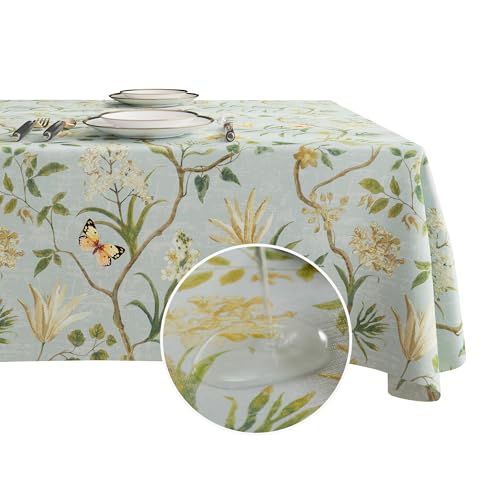 Rectangle Table Cloth,100% Waterproof Tablecloth Oil Proof Spill Proof Vinyl Table Cloth, Wipe Clean Plastic Table Cover for Dining, Camping, Indoor and Outdoor 54" x 120",Leaves - color: Leaves, size: 54" x 120" (Rectangular)