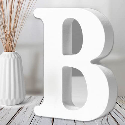 AOCEAN 6 Inch White Wood Letters - Unfinished Wood Letters for Wall Christmas Decor Standing Letters Slices Sign Board Decoration for Xmas Home Party Projects (B) - style: B