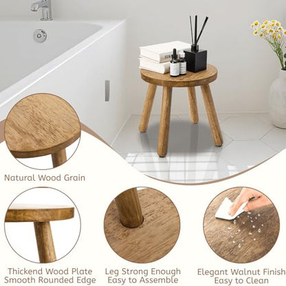 Youeon 12 Inch Round Solid Wooden Step Stool, Non-Slip One Step Stool for Adults, Holds up to 300 Lbs, Portable & Sturdy, Footstool for Bedroom, Bathroom, Kitchen, Easy to Assemble - size: 11.8"d X 11.8"w X 11.6"h