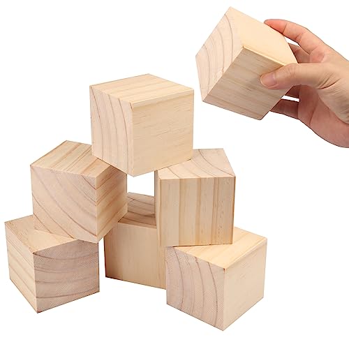 GNIEMCKIN 10 Packs Wooden Blocks for Crafts, 3.15 Inch Pine Wood Cubes, Wooden Cubes for Paint, Stamp, Decorate, DIY Projects and Personalized Gifts - size: 10 Packs 3.15 Inch