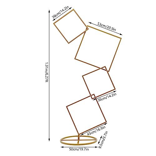 6.27FT Gold 4 Square Hoop Backdrop Stand, 4-Tier Detachable Wedding Metal Flower Arch Kit Frame for Photo Booth Background, Flower Display Background Decoration for Birthday Party (Square) - style: Square