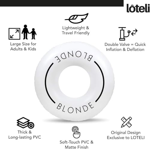 Loteli Swim Ring Float - Minimal Aesthetic Inflatable Swim Ring | Classic Prop for Party, Photo Shoot, Summer Fun & Relaxation | Durable & Easy to Inflate - color: Blonde, size: 2 Pack