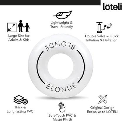 Loteli Swim Ring Float - Minimal Aesthetic Inflatable Swim Ring | Classic Prop for Party, Photo Shoot, Summer Fun & Relaxation | Durable & Easy to Inflate - color: Blonde, size: 2 Pack