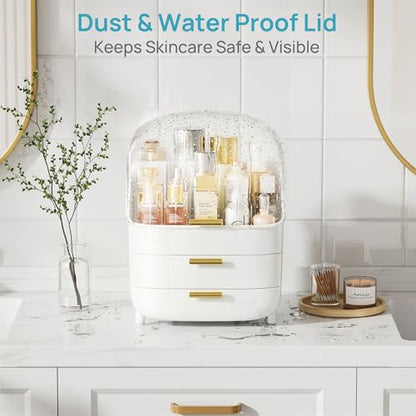 Vtopmart 3-Tier Skincare Makeup Organizer with Drawers and Lid for Vanity and Bathroom Countertop, Large Cosmetic Storage Box Case for Dresser, with Non-Slip Base - style: with Lids