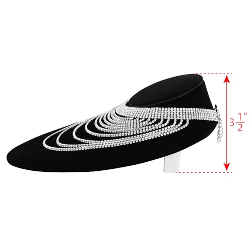 MOOCA Black Velvet Lay Down Necklace Bust Display Jewelry Display Necklace Chain Jewelry Bust Holder Stand, 2 Pcs, Black Velvet - color: Black Velvet
