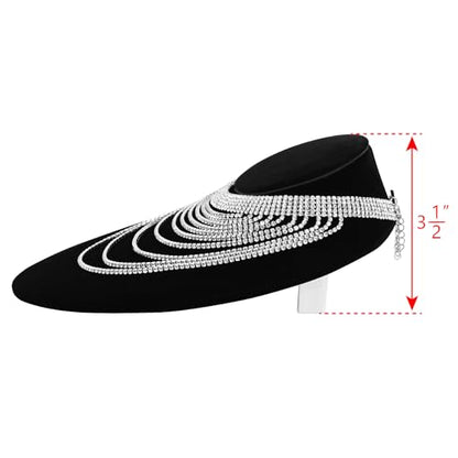 MOOCA Black Velvet Lay Down Necklace Bust Display Jewelry Display Necklace Chain Jewelry Bust Holder Stand, 2 Pcs, Black Velvet - color: Black Velvet