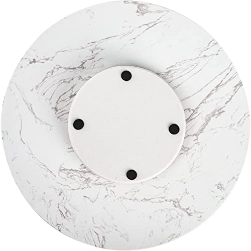 DEAYOU Marble Lazy Susan, Natural Marble Round Tray Turntable Cake Stand, 12" Lazy Susan Cheese Board with Silent Rotating for Serving, Table Display, Cupcake, White, Revolving Cake Leveler Spinner