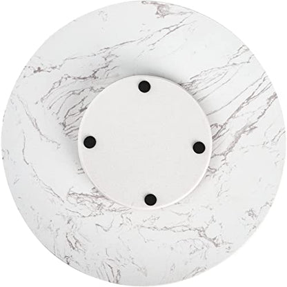 DEAYOU Marble Lazy Susan, Natural Marble Round Tray Turntable Cake Stand, 12" Lazy Susan Cheese Board with Silent Rotating for Serving, Table Display, Cupcake, White, Revolving Cake Leveler Spinner