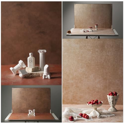 Food Photography Backdrops, 23x35inch 10Pcs Double-Sided Product Background Paper (20 Patterns), Photo Backdrop Board with T-Stand & Clamps for Jewelry, Cosmetics
