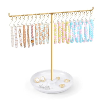 OAOLEER Bracelet Holder Display, Gold Jewelry Holder with 20 Movable Hooks Bracelet Stand Organizer, Jewelry Display Stand for Necklaces Bangles - size: 1 Tier
