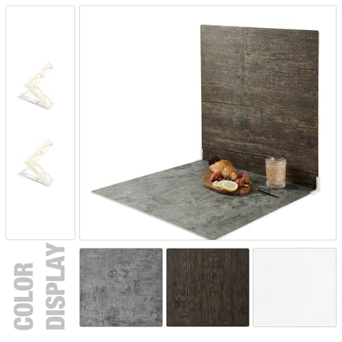 2 PCS Boards Photo Backdrop for Flat Lay, Food Photography Background 24x24 Inch, BEIYANG (Black Walnut+Dark Gray) - color: Black Walnut + Dark Gray 24x24