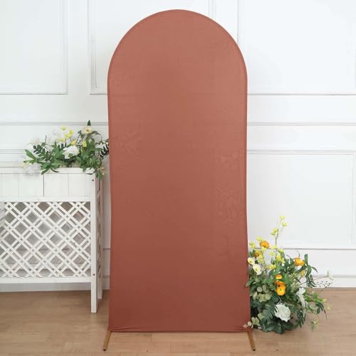 Efavormart 6ft Terracotta Fitted Spandex Arch Slipcover, Snug Fit Round Top Backdrop Sleeve for Earthy Boho Parties and Desert Receptions - color: Terracotta, size: 6 FT