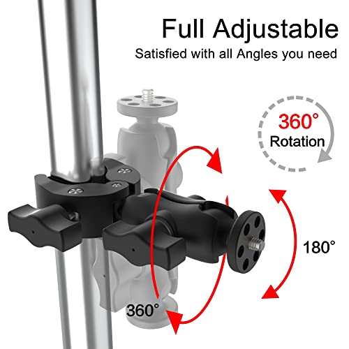 Taisioner Super Camera Clamp Mount Double Socket Arm 1/4"-20 Ball Head Adapter Gopro Accessories Suitable for GoPro AKASO DJI Action Insta360 or DSLR Digital Camera Monitor/LED Lights/ - size: 2.4"super clamp