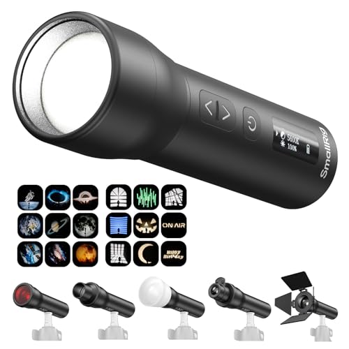 SmallRig RF 05B Portable LED Photography Flashlight 1900K-8000K, 2600mAh 5W-8W Zoom Video Light with Gobos Film Slides Filters Barndoor Spotlight Snoot Diffuser for Content Creators, IP65 Rating -6137