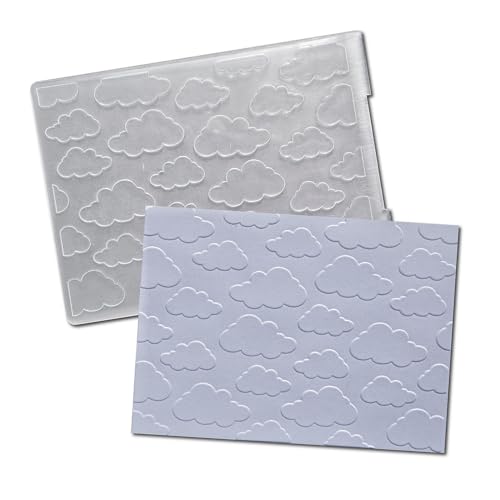 Arbuya Cloud Plastic Embossing Folders for Card Making Clouds Background Embossing Folder for Scrapbooking Pages Paper Crafting Clay Decoration - color: Cloud Background