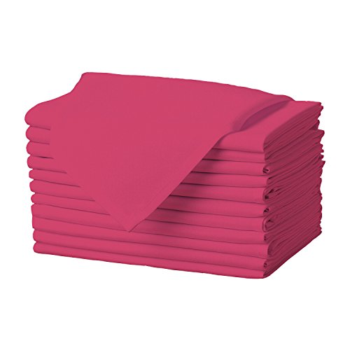 Gee Di Moda Cloth Napkins - 17 x 17 Inch Fuchsia Dinner Napkins - Set of 12 Soft & Absorbent Washable Fabric Cloth Table Napkins with Hemmed Edges for Hotel Restaurant, Holiday Parties & Wedding - color: Fuchsia