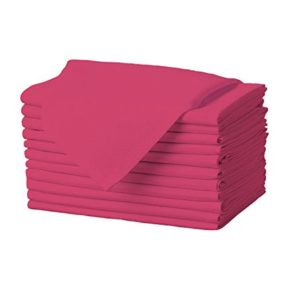 Gee Di Moda Cloth Napkins - 17 x 17 Inch Fuchsia Dinner Napkins - Set of 12 Soft & Absorbent Washable Fabric Cloth Table Napkins with Hemmed Edges for Hotel Restaurant, Holiday Parties & Wedding - color: Fuchsia