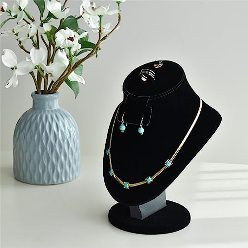 MOOCA Jewelry Display, Black Velvet Stand, Necklace Mannequin, Adjustable Hook, Wood Base, Fits Choker Necklaces, Jewelry Storage - color: Black Velvet