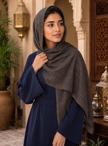 Lightweight Cotton Linen Feel Scarf Shawl Wrap Hijab for Women, Travel Fall Winter Gift - color: Mcspz2530-2#coffee