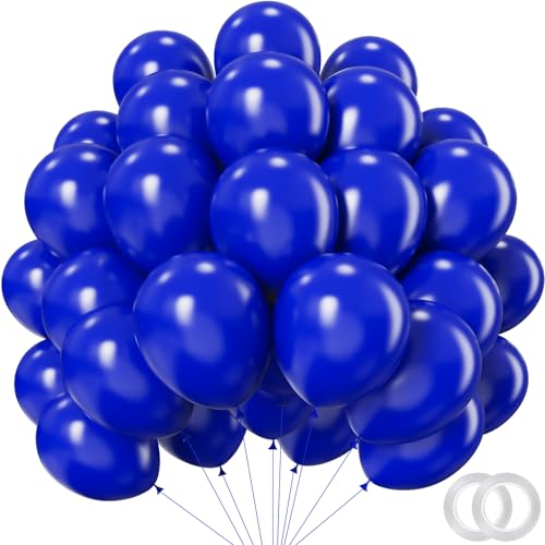 Royal Blue Balloons - 12 inch 100pcs Latex - Round Persian Blue Birthday Balloons with 2 Ribbons for Birthday Party, Graduation, Baseball, Nautical, Veterans Day Patriotic Decorations - color: Royal Blue, size: 12 Inch 100PCS